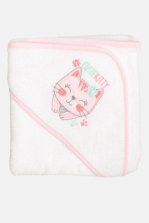 Cats Baby Hooded Towel - pink