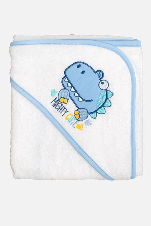 Dino Baby Hooded Towel - blue