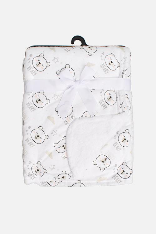 Bear Sherpa Throw - white
