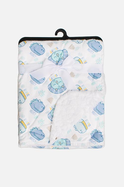 Dino Sherpa Throw - blue