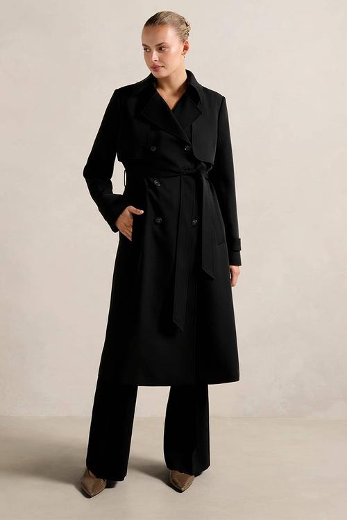 Delilah soft trench coat in black