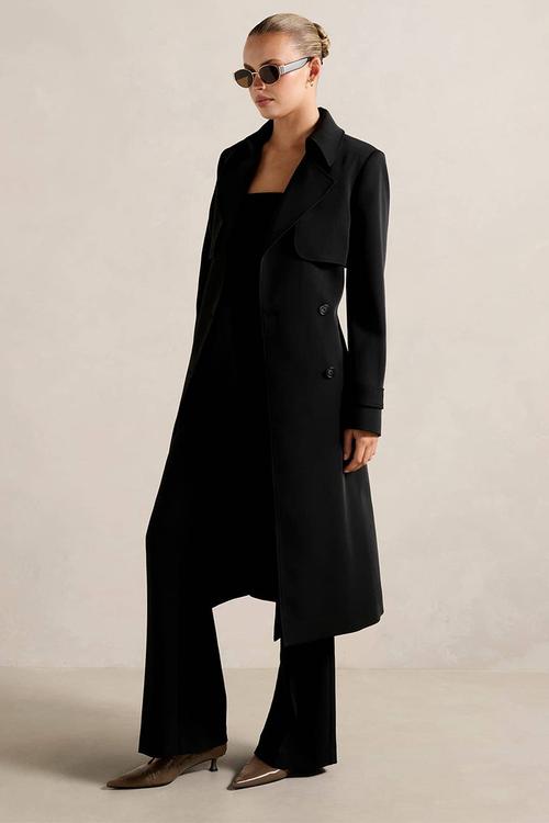 Delilah soft trench coat in black
