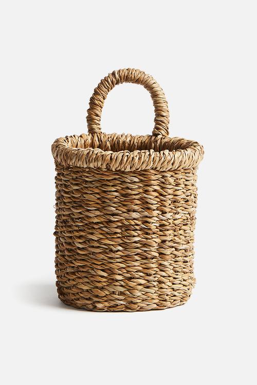 Seagrass wall storage basket - beige