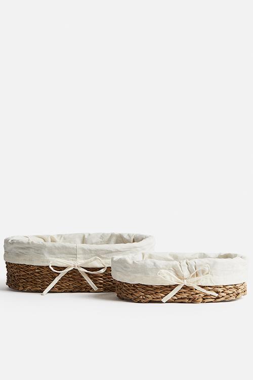 2-Pack seagrass bread baskets - light beige