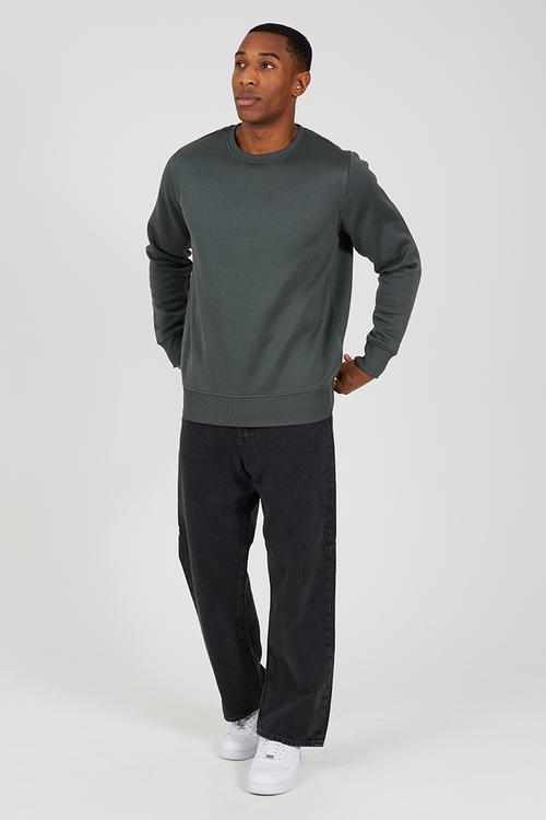 Crew Neck Sweatshirt - Forest Green/Dk Charcoal Marl
