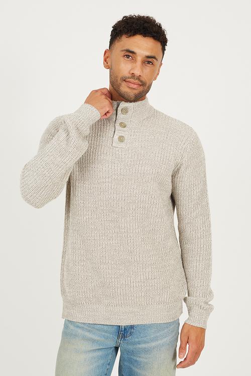 Funnel Neck Jumper  - Oatmeal/Silver Grey Marl