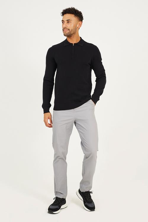 Long Sleeve 1/4 Zip Placket - Jet Black