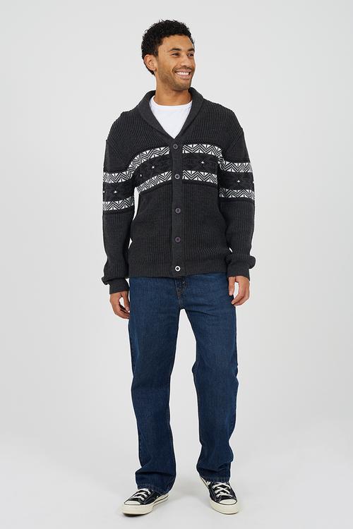 Shawl Collar Sweater  - Charcoal Marl