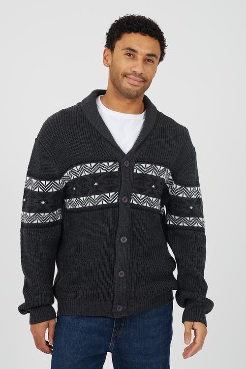 Shawl Collar Sweater  - Charcoal Marl