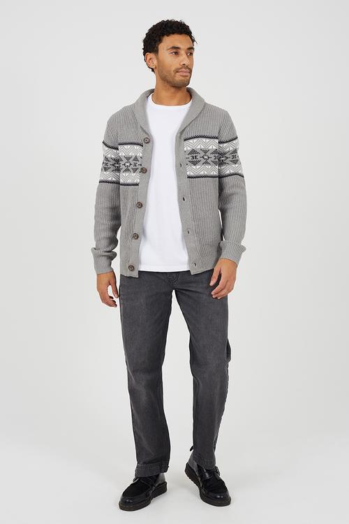 Shawl Collar Sweater  - Silver Grey Marl