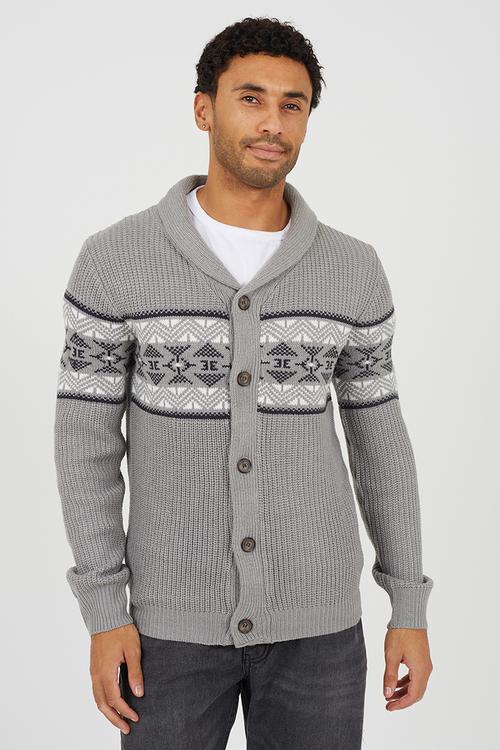 Shawl Collar Sweater  - Silver Grey Marl