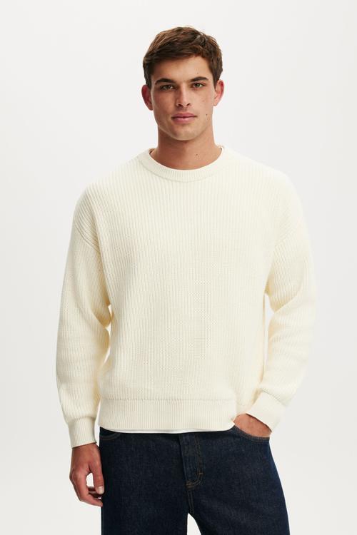 Box Fit Crew Knit - Ecru