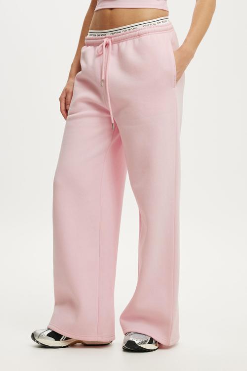 Plush Tie Waist Wide Leg Sweatpant - Cherry Dream
