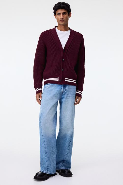 Loose fit boxy-style cardigan - burgundy 