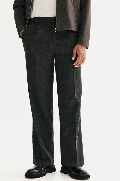 Relaxed fit suit trousers - dark grey checked 