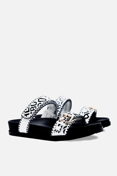 CULTURE MULE SANDALS WHITE/BLACK