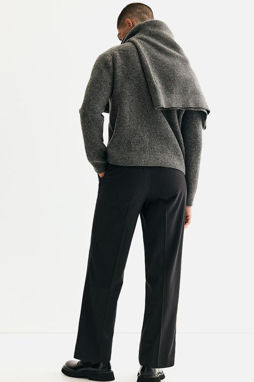 Relaxed fit suit trousers - black/pinstriped 