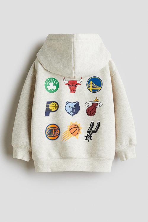 Printed hoodie - light beige/nba
