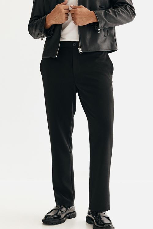 Slim fit cropped trousers - black