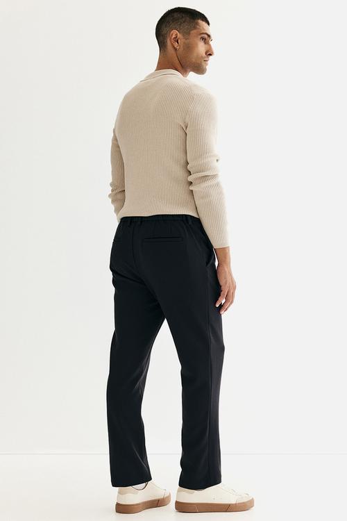 Slim fit cropped trousers - navy blue