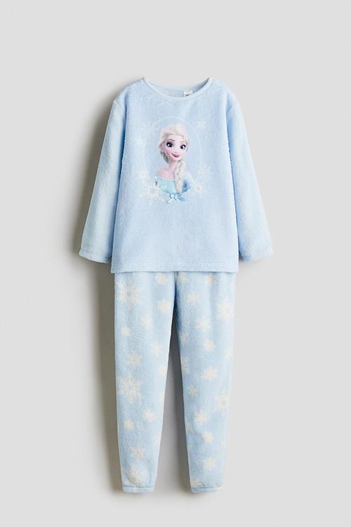 Printed velour pyjamas - blue,multi