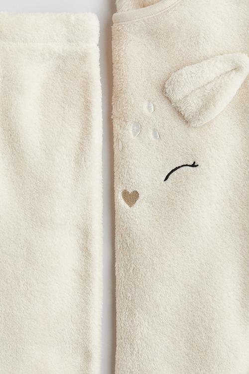 Appliquéd pile pyjamas - cream/deer 