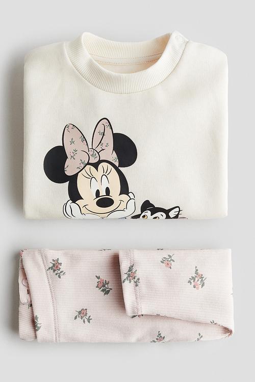 2-piece printed set - cream minnie mouse