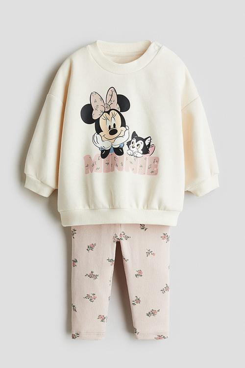 2-piece printed set - cream minnie mouse
