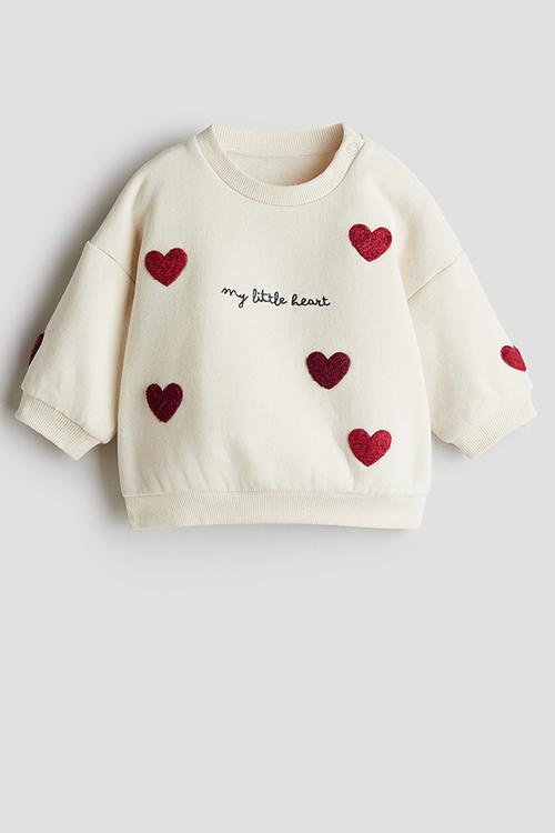 Motif-detail sweatshirt - light beige/my little heart