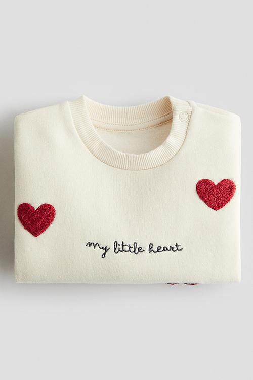 Motif-detail sweatshirt - light beige/my little heart