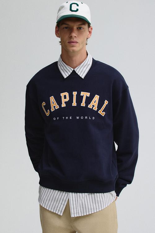 Loose fit sweatshirt - navy blue capital