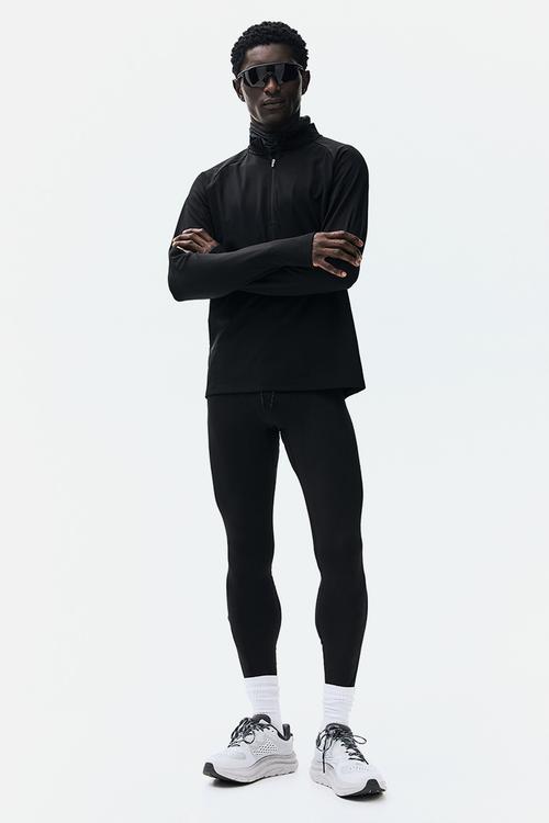 Zip-top midlayer sports top with thermomove™ - black
