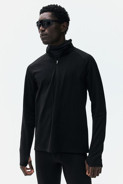 Zip-top midlayer sports top with thermomove™ - black