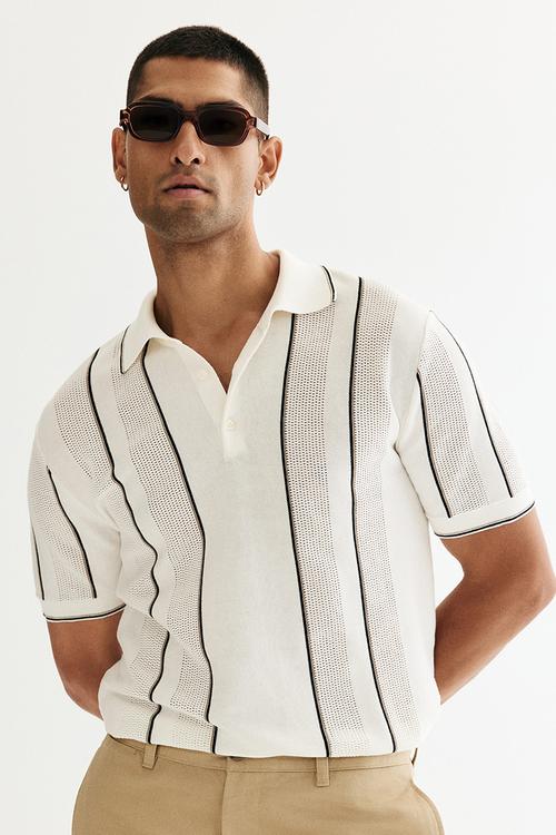 Regular fit polo shirt - white striped