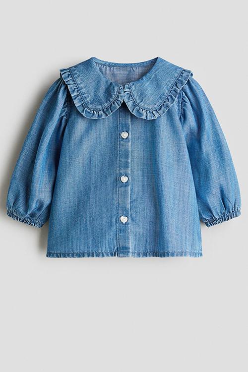 Collared blouse - denim blue