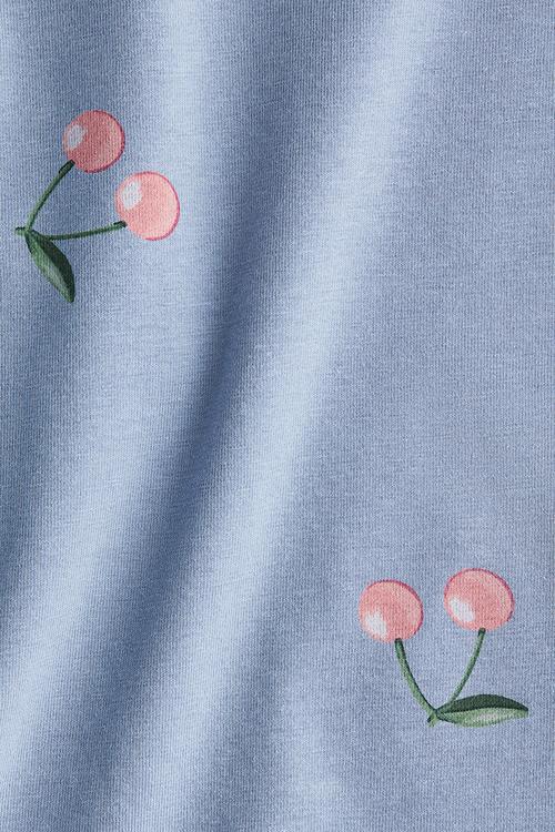 Printed jersey top - light blue/cherries 