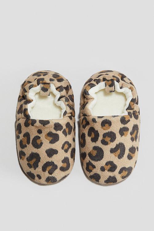 Soft slippers -  beige/leopard print