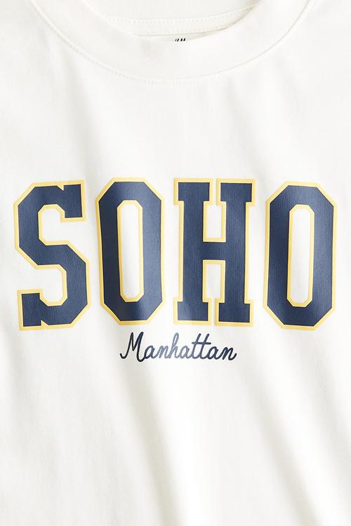 Printed cotton t-shirt - white/soho 