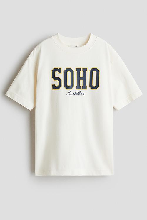 Printed cotton t-shirt - white/soho 