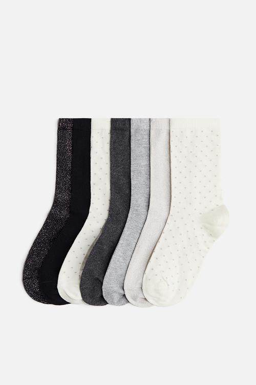 7-pack socks - black glittery