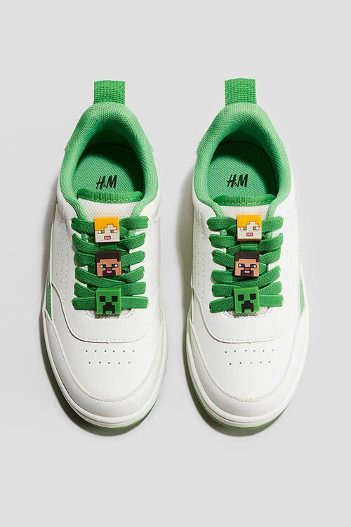 Charm-detailed trainers -  green/minecraft