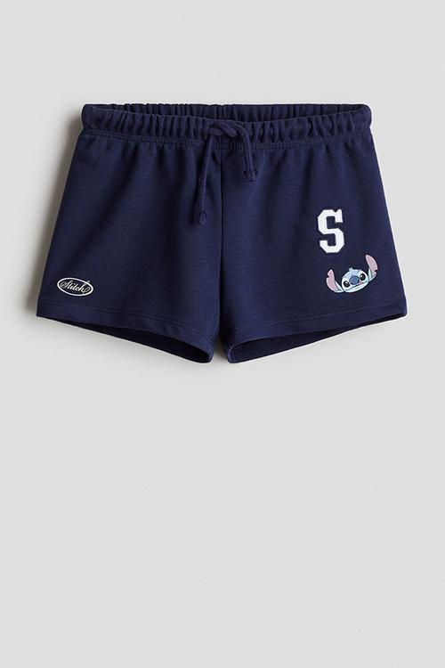 Motif-detail sweatshorts - dark blue/lilo & stitch