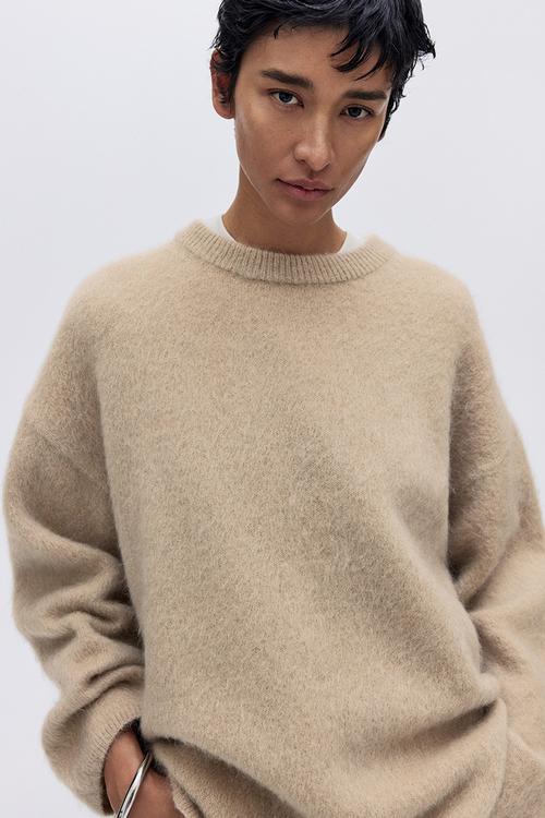 Oversized mohair-blend jumper - beige