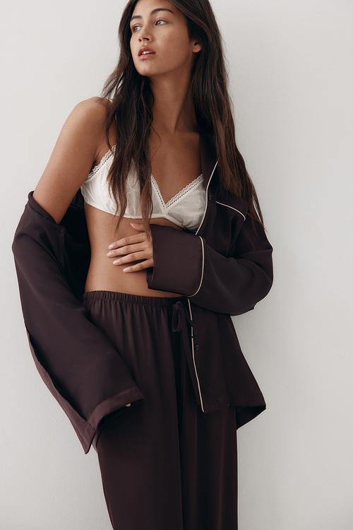 Satin pyjamas - dark brown