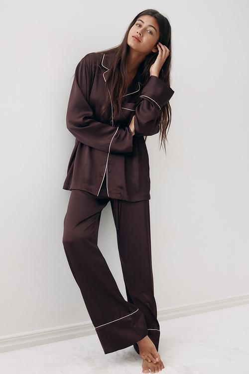 Satin pyjamas - dark brown
