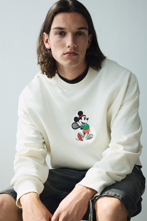 Oversized fit printed sweatshirt - white/mickey mousee