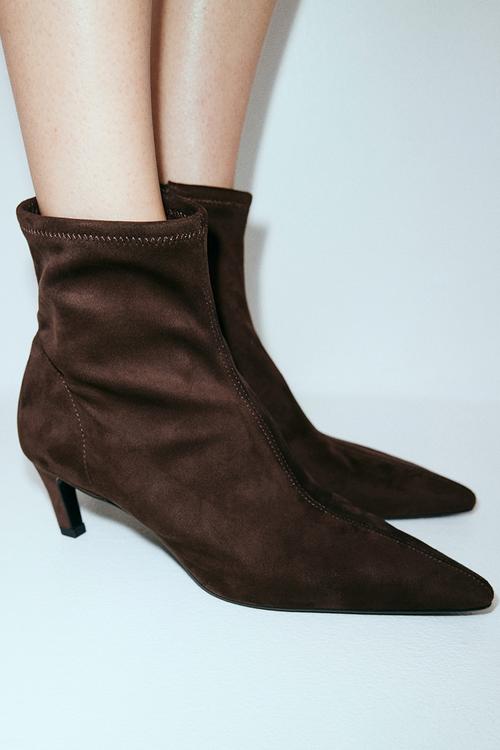 Heeled sock boots - dark brown
