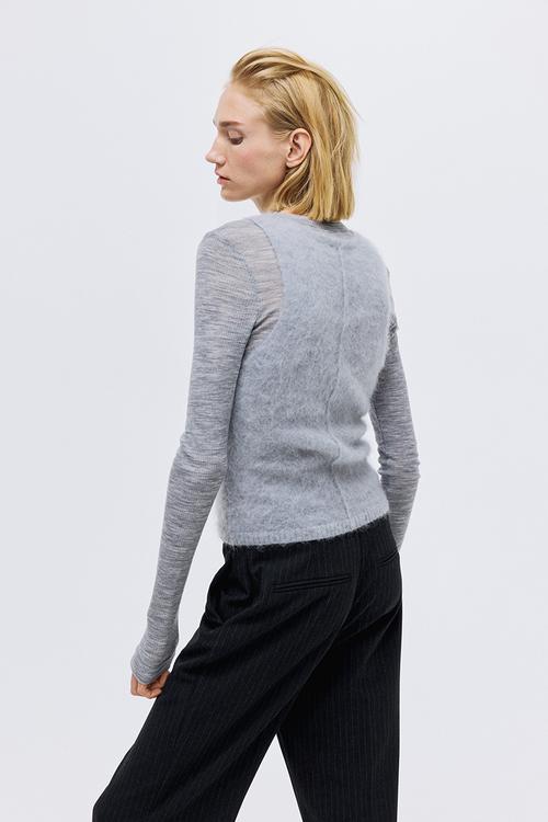 Bootcut trousers - dark grey/pinstriped