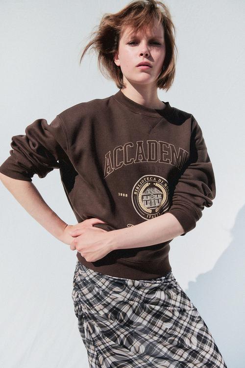 Text-motif sweatshirt - dark brown accademia