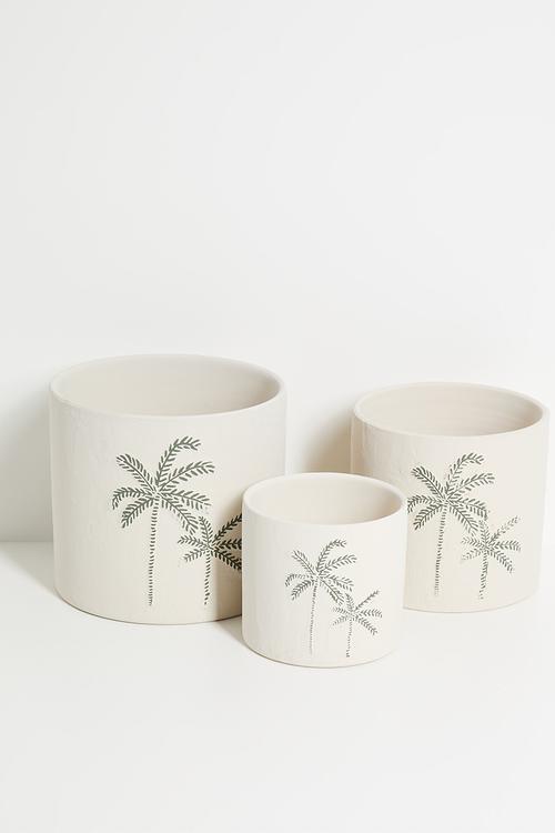 Palms planter set of 3 - Ecru